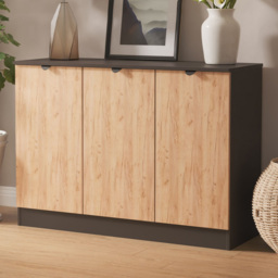 Crowndale Bora 3 Door Gold Craft Oak and Graphite Sideboard Ready Assembled