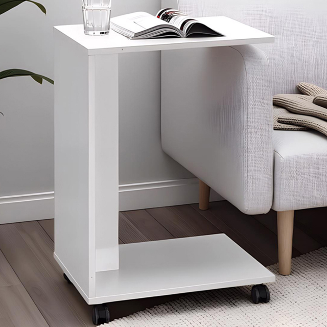 FWStyle White Large Mobile Sofa Laptop Table - image 1