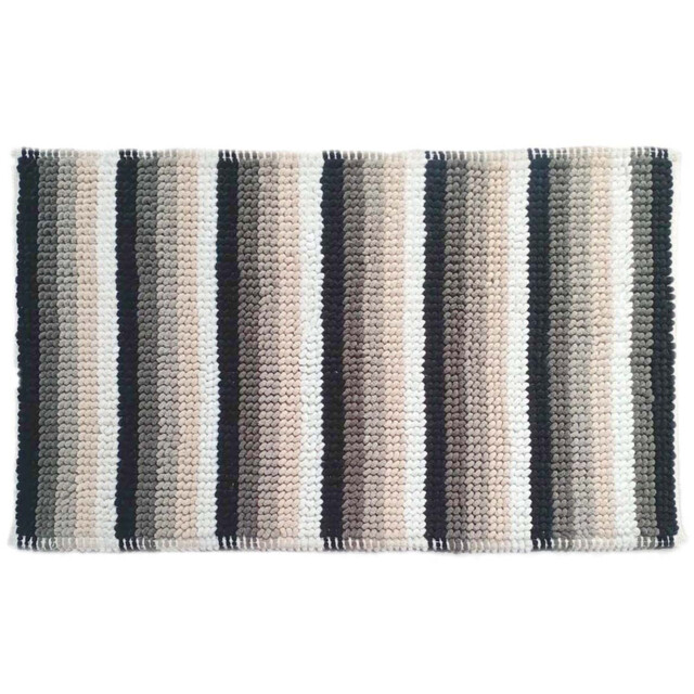 Black Combo Loop Stripe Bath Mat 50 x 80cm