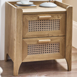 Julian Bowen Sydney 2 Drawer Rattan Effect Bedside Table - thumbnail 1