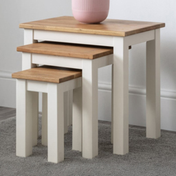 Julian Bowen Coxmoor Ivory and Oak Nest of Tables Set of 3