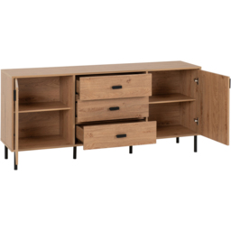 Seconique Leon 2 Door 3 Drawer Medium Oak Effect Sideboard - thumbnail 3