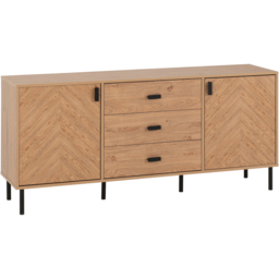 Seconique Leon 2 Door 3 Drawer Medium Oak Effect Sideboard - thumbnail 2