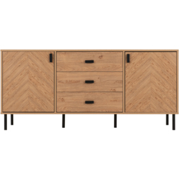 Seconique Leon 2 Door 3 Drawer Medium Oak Effect Sideboard - thumbnail 4