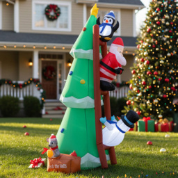 Living and Home Santa Snowman and Penguin Inflatable LED Decoration 6ft