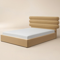 SOLACE+CO Atlas Sand Double Velvet Ottoman Bed - thumbnail 2