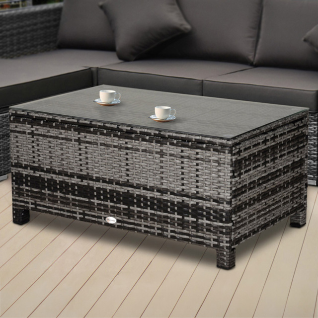 Outsunny Grey Rattan Coffee Table - image 1