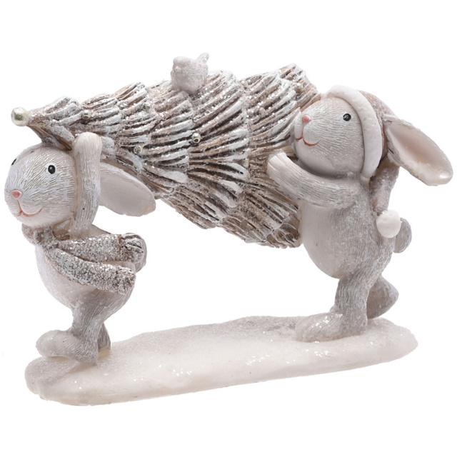 The Christmas Gift Co Grey Christmas Bunny with Tree Ornament - image 1