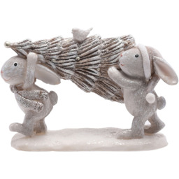The Christmas Gift Co Grey Christmas Bunny with Tree Ornament - thumbnail 2