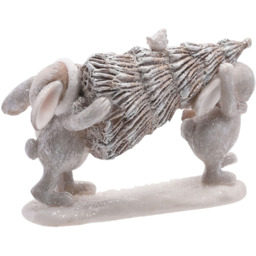 The Christmas Gift Co Grey Christmas Bunny with Tree Ornament - thumbnail 3