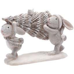 The Christmas Gift Co Grey Christmas Bunny with Tree Ornament - thumbnail 1