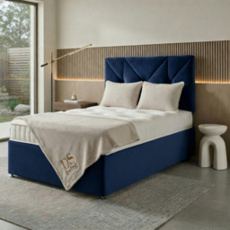 DS Living Eclipse Dark Blue Single Plush Velvet Ottoman Bed - thumbnail 4