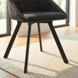 FWStyle Myla Black Chenille Upholstered Swivel Dining Chair Set of 2 - thumbnail 4