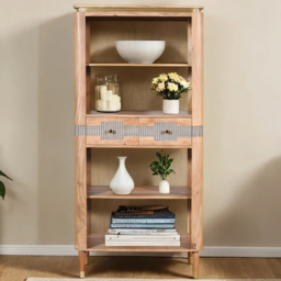 Brooklyn Wilton 2 Drawer 4 Shelf Acacia Wood Open Bookcase