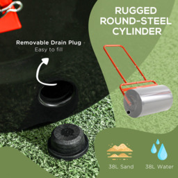 Outsunny 38L Red Fillable Steel Lawn Roller - thumbnail 4