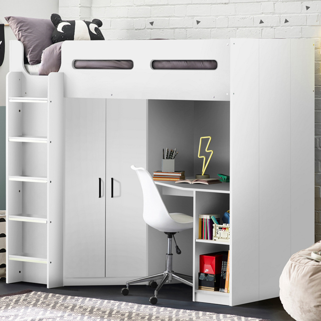 Julian Bowen Hercules All White High Sleeper with Storage - image 1