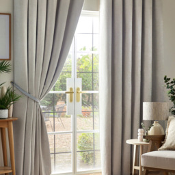 Alan Symonds Chenille Blackout Pencil Pleat Curtains Silver 117cm x 183cm