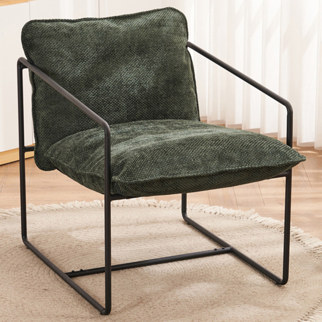Seconique Tivoli Green Fabric and Black Metal Accent Chair - image 1