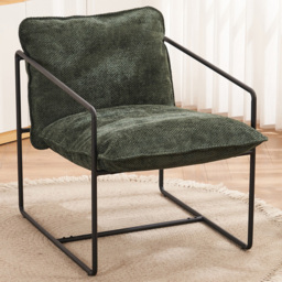 Seconique Tivoli Green Fabric and Black Metal Accent Chair