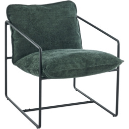 Seconique Tivoli Green Fabric and Black Metal Accent Chair - thumbnail 2
