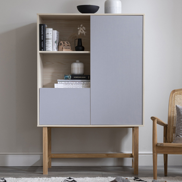 Noa and Nani Jarstorp 2 Shelf Grey and Oak Display Cabinet