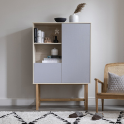 Noa and Nani Jarstorp 2 Shelf Grey and Oak Display Cabinet - thumbnail 4