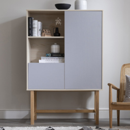 Noa and Nani Jarstorp 2 Shelf Grey and Oak Display Cabinet