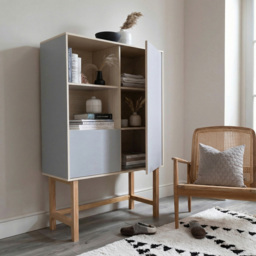 Noa and Nani Jarstorp 2 Shelf Grey and Oak Display Cabinet - thumbnail 3
