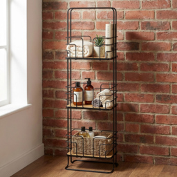 Bathstore 3 Shelf Black Wire Bamboo Bathroom Caddy - thumbnail 4