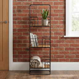 Bathstore 3 Shelf Black Wire Bamboo Bathroom Caddy - thumbnail 3