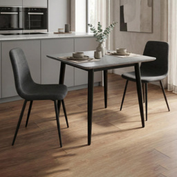 FWStyle Nova Evie 2 Seater Sintered Stone Square Dining Set Grey