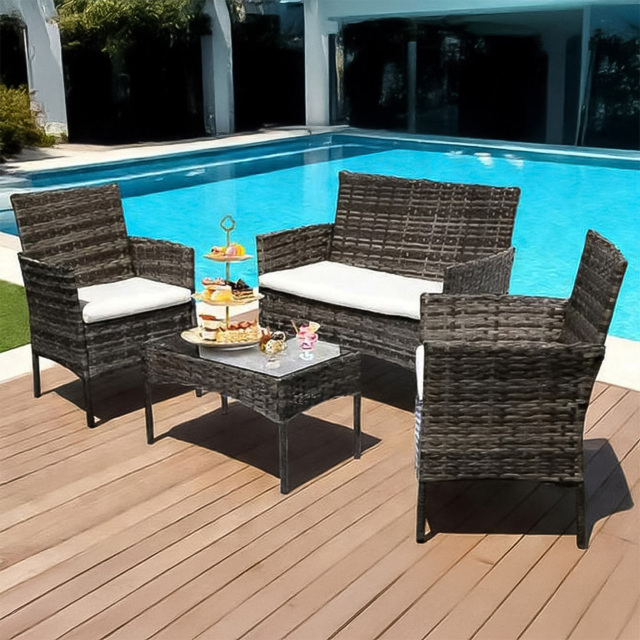Willowmare Grey 4 Seater PE Rattan Garden Lounge Set - image 1