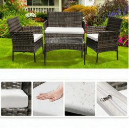 Willowmare Grey 4 Seater PE Rattan Garden Lounge Set - thumbnail 4