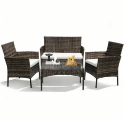 Willowmare Grey 4 Seater PE Rattan Garden Lounge Set - thumbnail 2