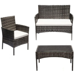 Willowmare Grey 4 Seater PE Rattan Garden Lounge Set - thumbnail 3