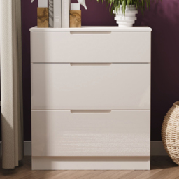 Crowndale Milan Kashmir Gloss and Kashmir 3 Drawer Deep Chest of Drawers Ready Assembled - thumbnail 1