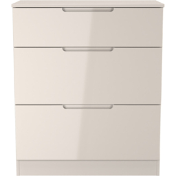 Crowndale Milan Kashmir Gloss and Kashmir 3 Drawer Deep Chest of Drawers Ready Assembled - thumbnail 3