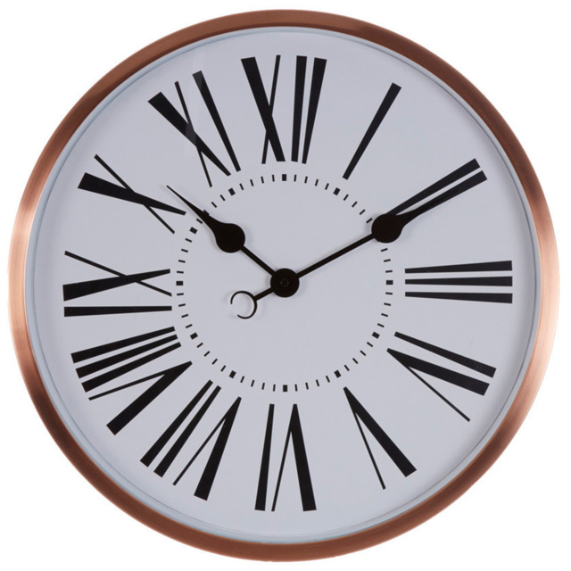 Premier Housewares Baillie White and Rose Gold Round Wall Clock 50cm - image 1
