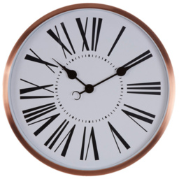Premier Housewares Baillie White and Rose Gold Round Wall Clock 50cm