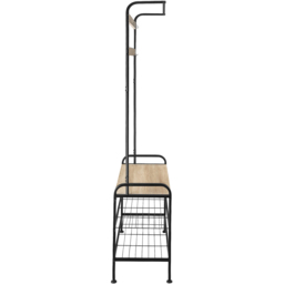 tectake Wichita Light Wood 2 Shelf 9 Hook Coat and Shoe Rack - thumbnail 3