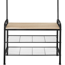 tectake Wichita Light Wood 2 Shelf 9 Hook Coat and Shoe Rack - thumbnail 4