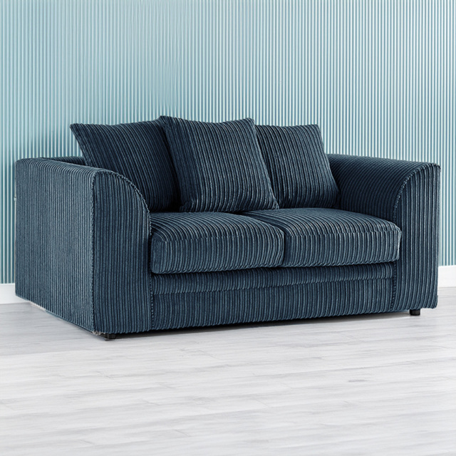 Luxor 2 Seater Navy Blue Jumbo Cord Fabric Sofa Set with Scatter Back - image 1