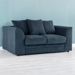 Luxor 2 Seater Navy Blue Jumbo Cord Fabric Sofa Set with Scatter Back - thumbnail 1