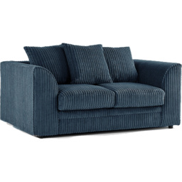 Luxor 2 Seater Navy Blue Jumbo Cord Fabric Sofa Set with Scatter Back - thumbnail 2