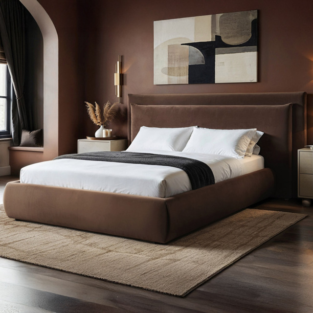 SOLACE+CO Sigrid Chocolate Double Velvet Ottoman Bed - image 1
