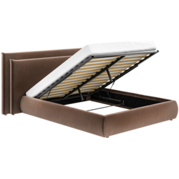 SOLACE+CO Sigrid Chocolate Double Velvet Ottoman Bed - thumbnail 3