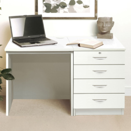 R White Cabinets SET-05-IN-WH 4 Drawer Desk White