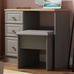 Crowndale Norfolk Dusk Grey and Bardolino Oak 3 Drawer Vanity Dressing Table Ready Assembled