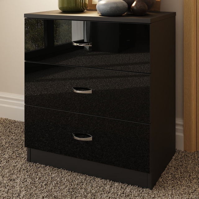 FWStyle Chilton 3 Drawer Black Gloss Chest of Drawers - image 1