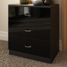 FWStyle Chilton 3 Drawer Black Gloss Chest of Drawers